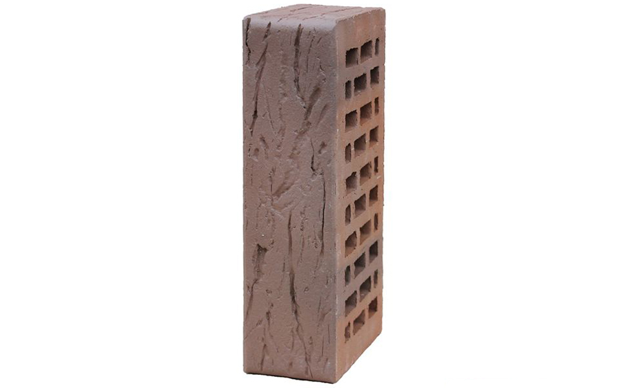 Кирпич облицовочный пустотелый ЛСР, светло-коричневый флэш, рустик, 250*120*65 мм