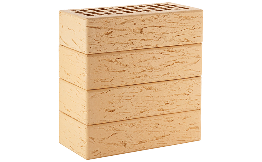 Кирпич облицовочный пустотелый ЛСР, пшеничный, рустик, 250*120*65 мм