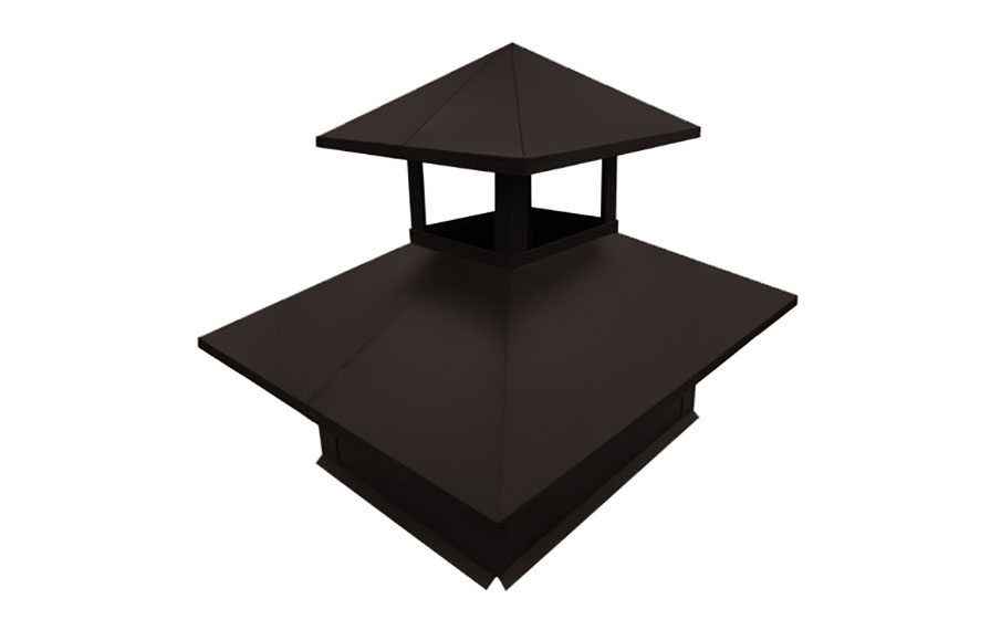 Дымник на трубу Grand Line двойной 520*390 мм 0,5 GreenCoat Pural BT matt с пленкой RR 32 темно-коричневый