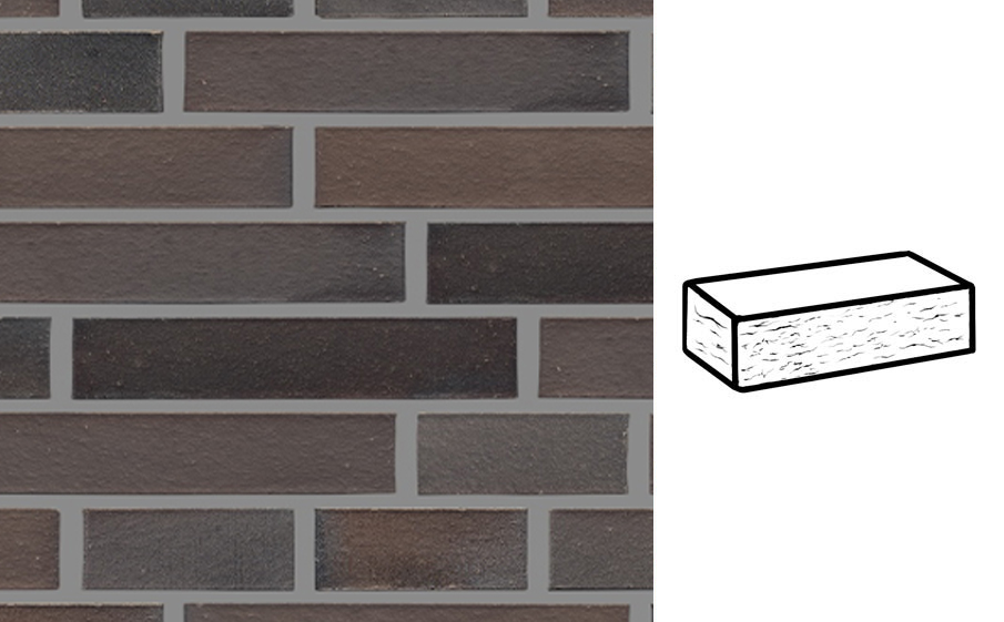 Кирпич клинкерный Muhr 33 A Schwarz-Braun рустик, 290*90*52 мм