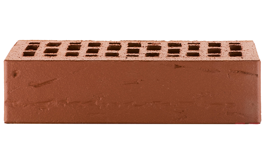 Кирпич облицовочный ЛСР темно-красный рустик, утолщенные стенки, М175, 250*120*65 мм