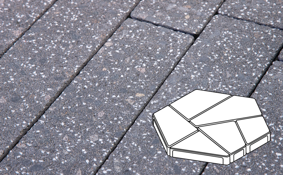 Плитка тротуарная Готика, City Granite FINERRO, Полигональ Б.8.Фсм.8, Ильменит, 893*780*80 мм