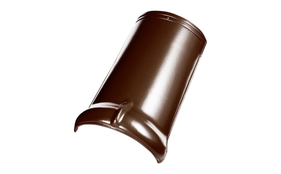 Керамическая черепица коньковая/хребтовая черепица Koramic №11 Dark Brown Engobe