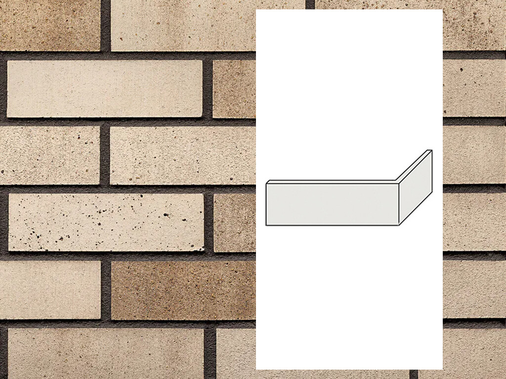 Клинкерная плитка угловая King Klinker Old Castle Sand pepper HF61, 240*71*115*14 мм