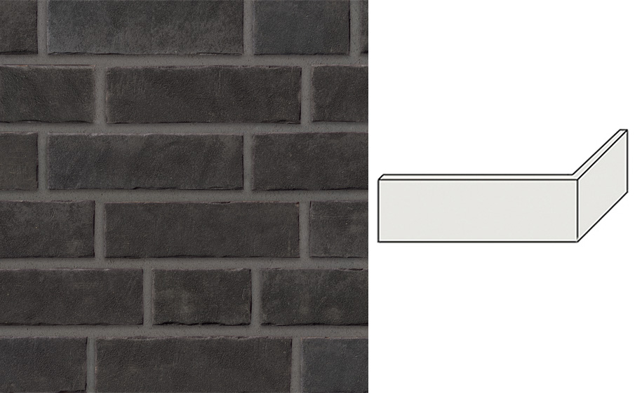 Клинкерная плитка угловая Stroeher Zeitlos, 360 onyxstaub, 240*115*52*14 мм