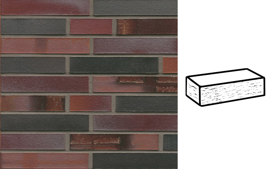 Кирпич клинкерный Muhr 29 S Schwarzblau-bunt Spezial рустик, 290*90*52 мм