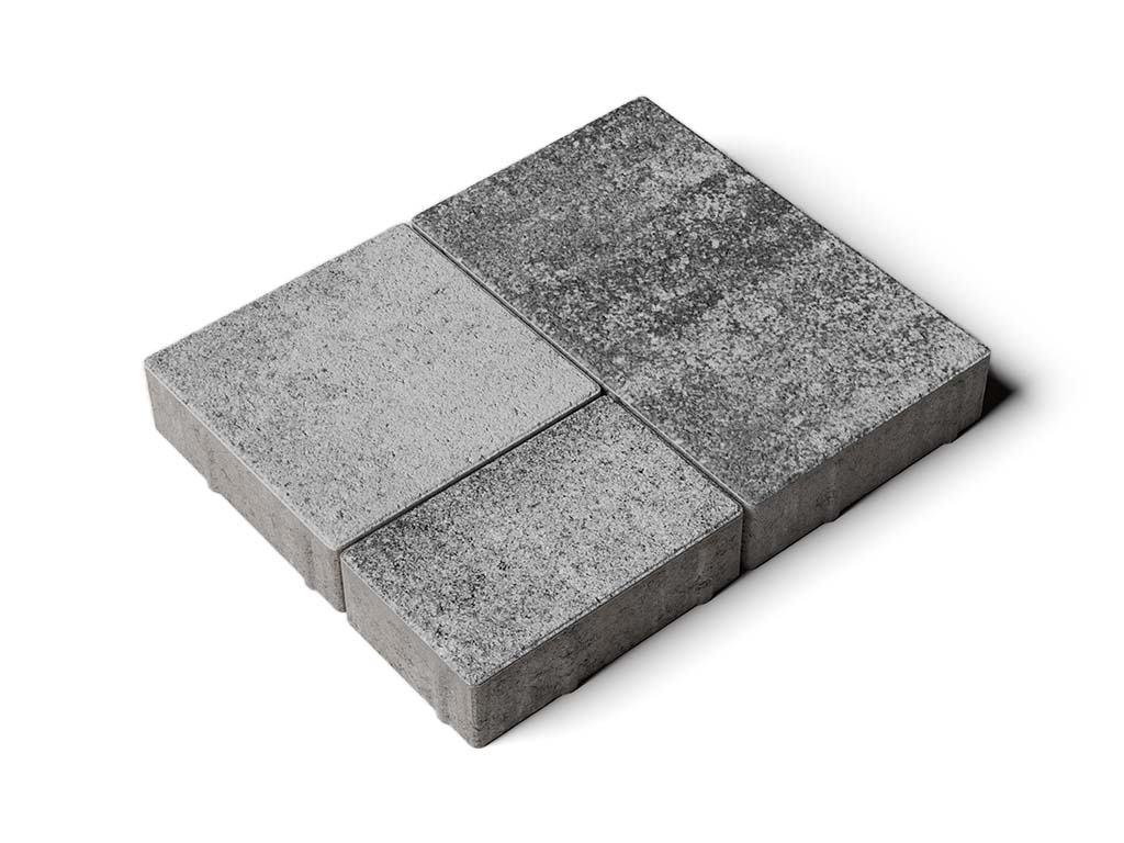 Плитка тротуарная Старый город А.1.Фсм.4 листопад гладкий антрацит, комплект 3 шт, толщина 40 мм