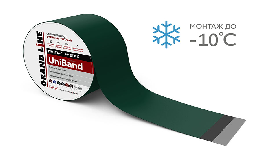 Герметизирующая лента Grand Line UniBand RAL 6005 зеленый, 300*5 см