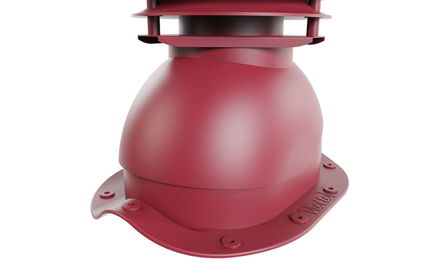 Выход вентиляции канализации Viotto для металлочерепицы Монтеррей d=110 мм утепленный, RAL 3005 красный