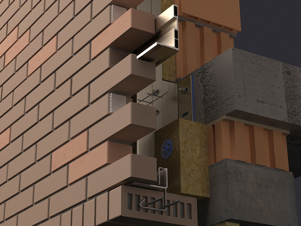 Подсистема CUUBER CT-P для навесных вентилируемых фасадов из кирпича