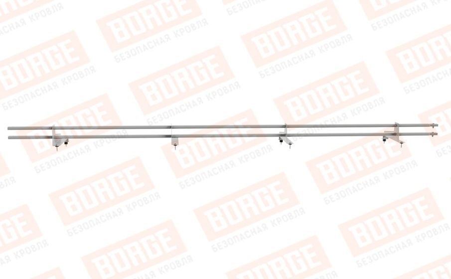 Снегозадержатель трубчатый Borge для металлочерепицы с высокой ступенькой 350 мм оцинкованный RAL 9006, 3 м