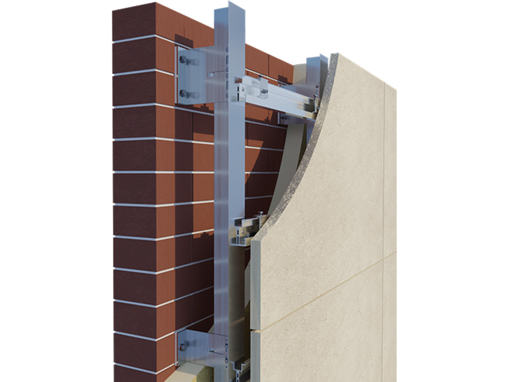 Подсистема НФС KAFT для натурального камня, крепление скрытым способом на аграфах