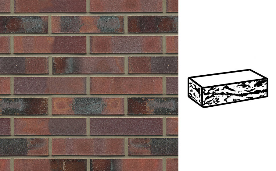 Кирпич клинкерный Muhr 04KS Rotbraun-bunt Kohle Spezial готик, 290*90*71 мм