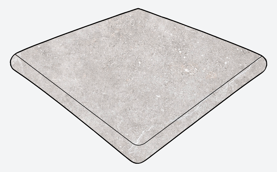 Угловая ступень-флорентинер Gres Aragon Petra Gris 330*330*14(36) мм