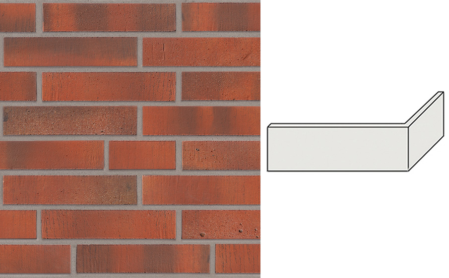 Клинкерная плитка угловая Stroeher Wasserbrand, 674 lavarot, 240*115*71*12 мм