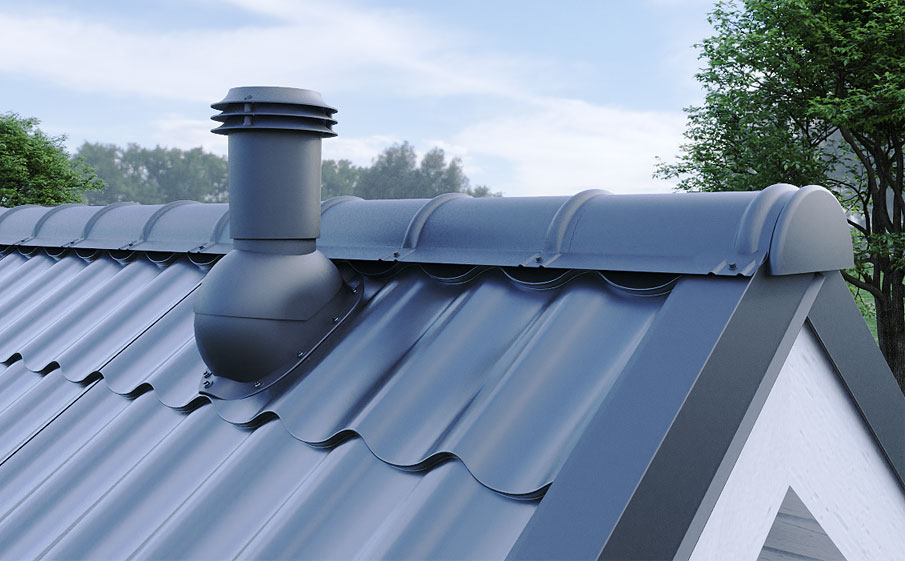 Выход вентиляции канализации Viotto для металлочерепицы Монтеррей d=110 мм утепленный, RAL 8019 серо-коричневый