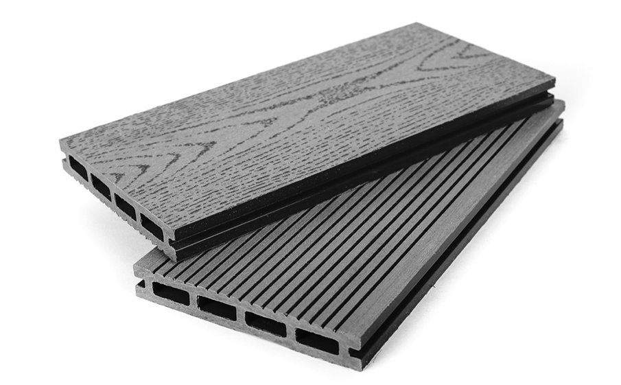 Доска террасная Grand Line Графит, вельвет и тиснение, 4000*140*22 мм