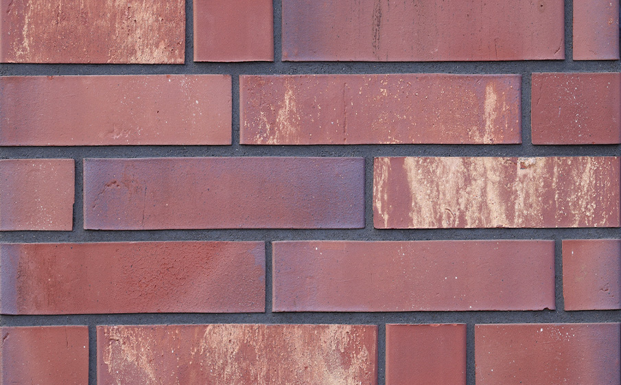 Кирпич клинкерный Богандинский КЗ Монблан 17/4 бордово-фиолетовый с желтым пятном микс, 250*85*65 мм