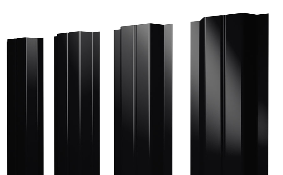 Штакетник П-образный А 0,5 Quarzit lite RAL 9005 черный