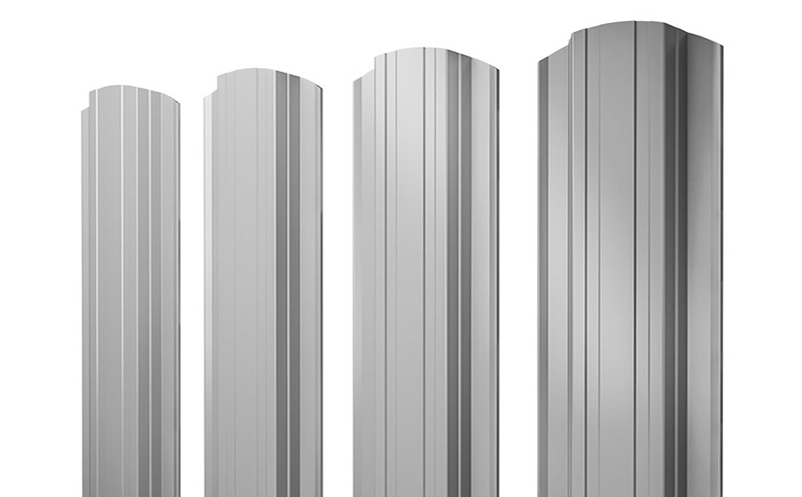 Штакетник Прямоугольный фигурный Satin RAL 9006 бело-алюминиевый