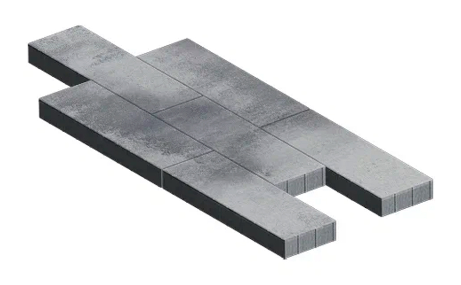 Плитка тротуарная SteinRus Аликанте Б.2.П.8 гладкая, ColorMix Монохром, 900*300*80 мм