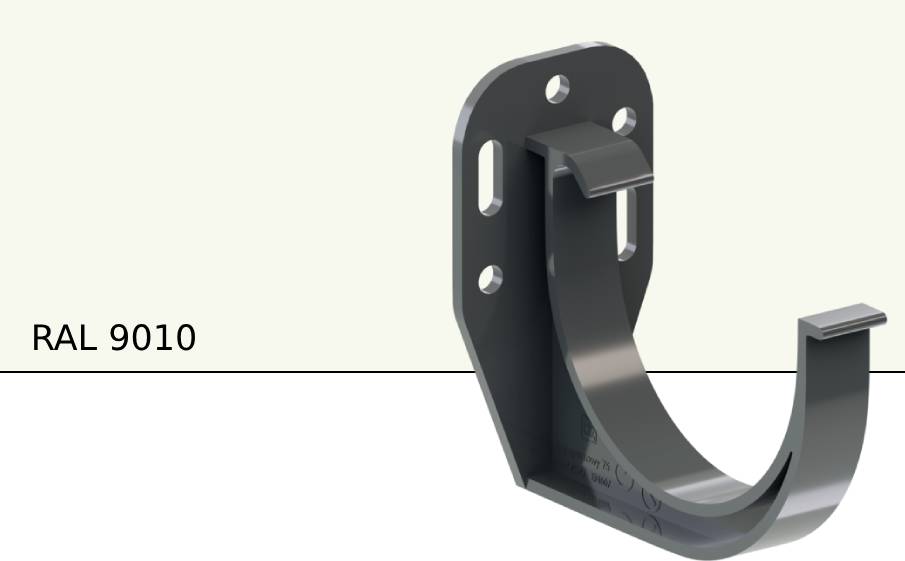 Кронштейн желоба KROP PVC металлический усиленный для системы D 130/90 мм, RAL 9010
