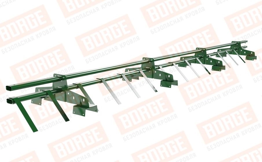 Снегозадержатель трубчатый Borge для профнастила H-114 оцинкованный RAL 6002, 3 м