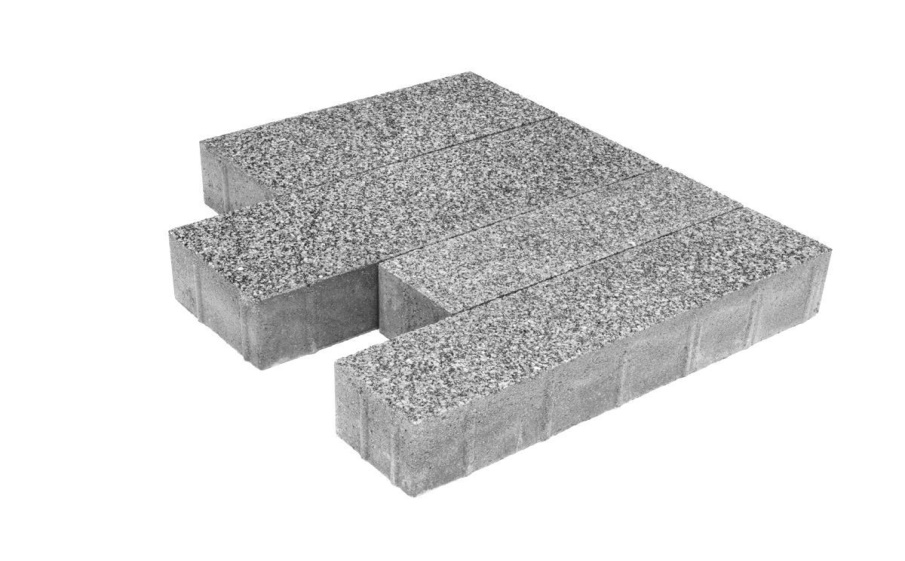 Плитка тротуарная Паркет Б.9.Псм.8 гранит серый, комплект 4 шт, толщина 80 мм