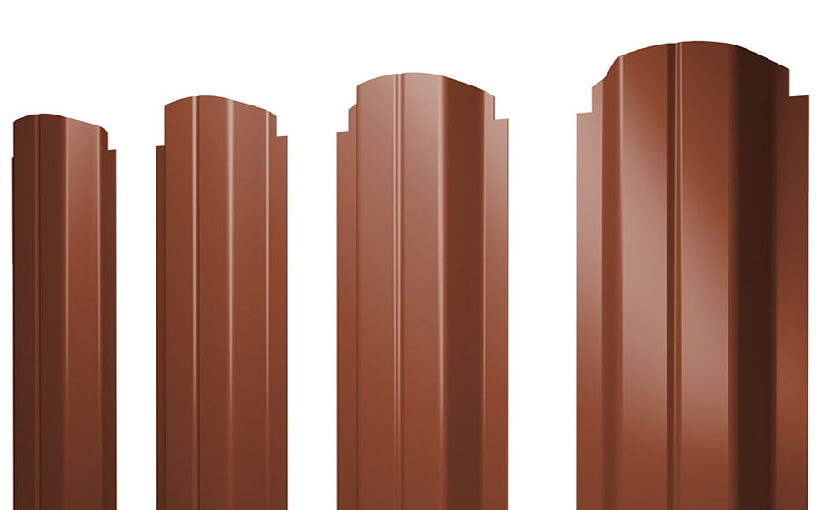 Штакетник П-образный А фигурный Drap RAL 8004 терракота