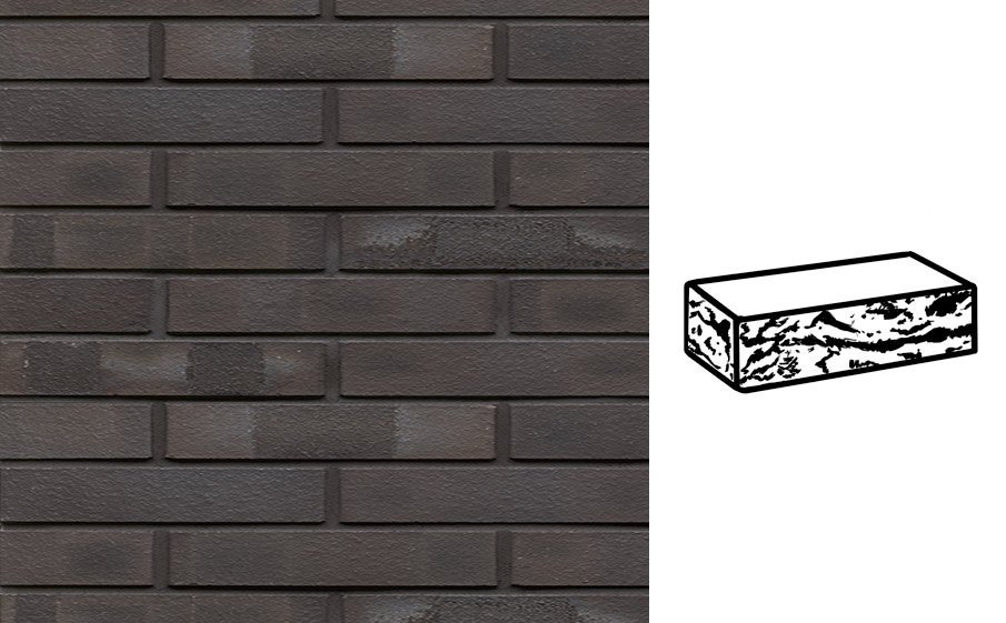 Кирпич клинкерный Muhr 05 KS Eisenschmelz Schwarzbraun Kohle Spezial готик, 240*90*40 мм