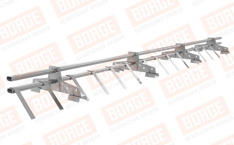 Снегозадержатель трубчатый Borge для профнастила H-60, H-75 оцинкованный RAL 7004, 3 м
