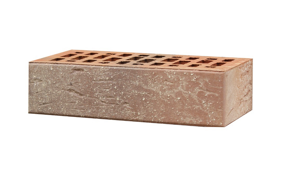 Кирпич облицовочный ЛСР, красный флэш с пепельной посыпкой, рустик, утолщенные стенки, 250*120*65 мм