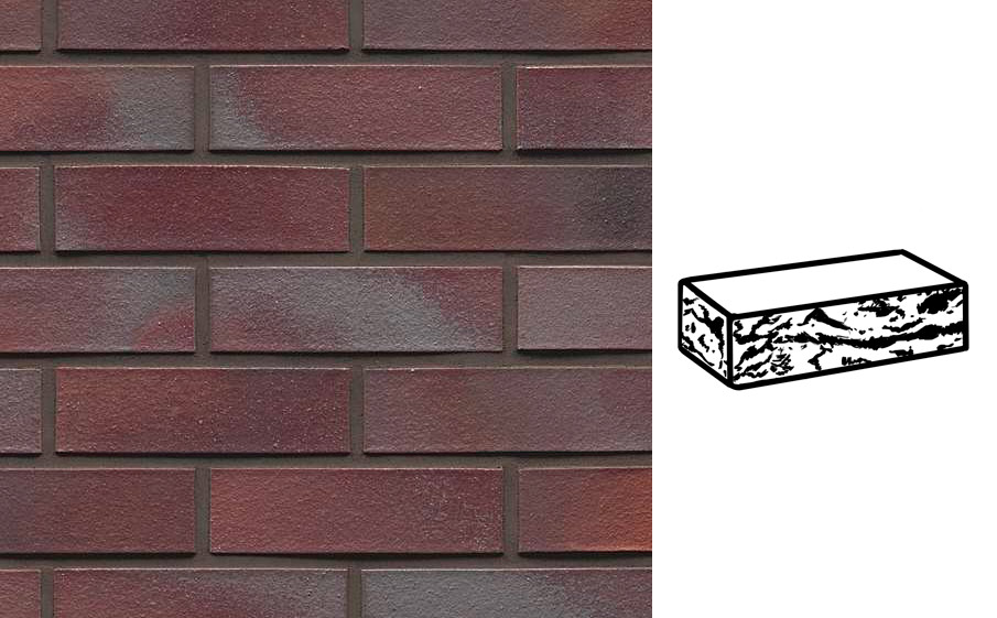 Кирпич клинкерный облицовочный 7-щелевой Muhr 10 Violettblau geflammt готик, 250*120*65 мм