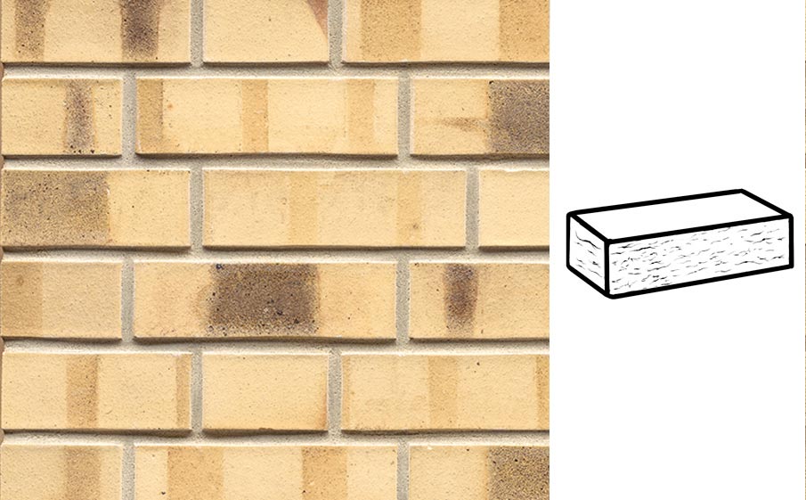 Кирпич клинкерный Muhr 35 KS Creme nuanciert Kohle Spezial рустик, 240*55*71 мм