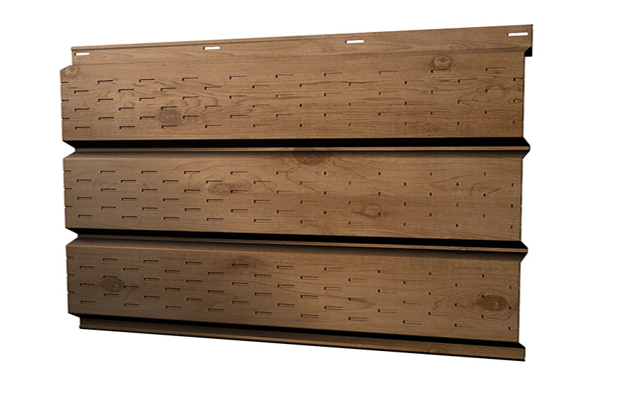 Софит Grand Line металлический полная перфорация 0,45 Print Premium с пленкой Pine Wood Fresh