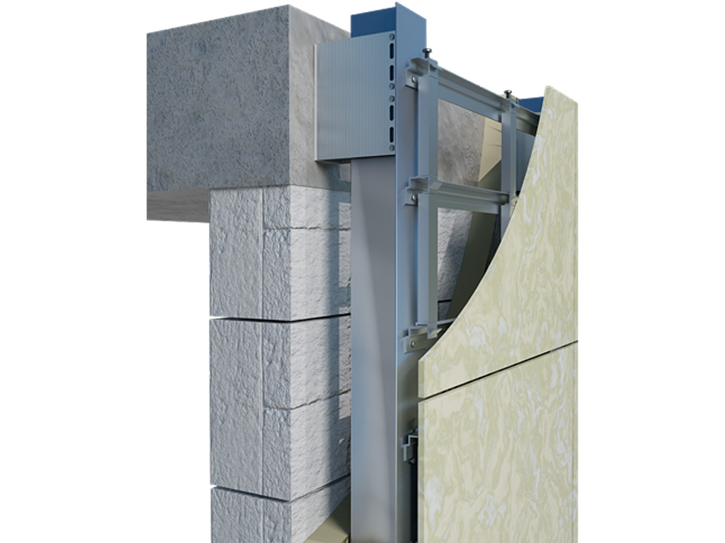 Подсистема НФС KAFT для керамогранита, крепление скрытым способом