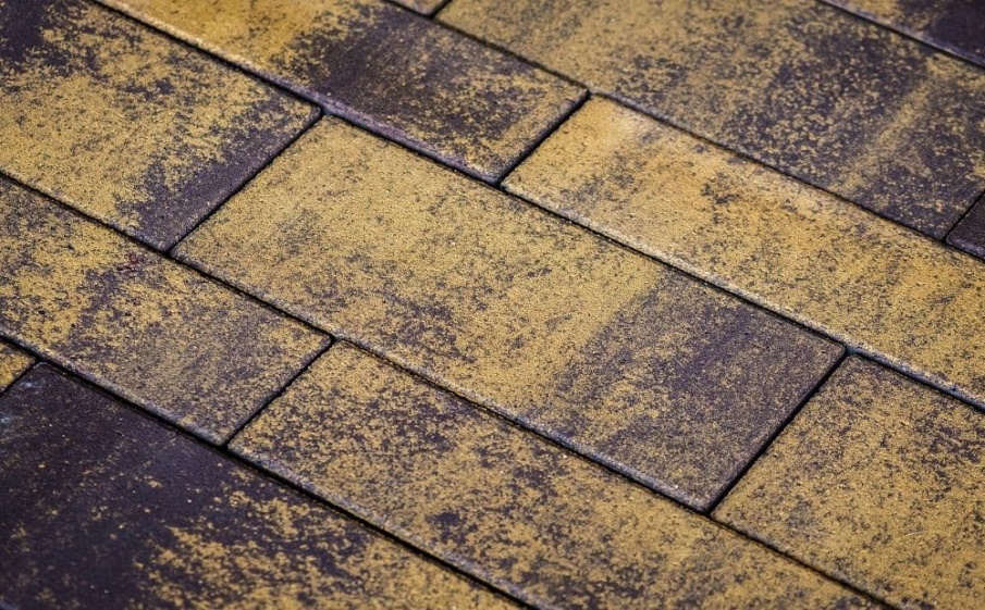 Плитка тротуарная Паркет Б.9.Псм.8 листопад гладкий янтарь, комплект 4 шт, толщина 80 мм