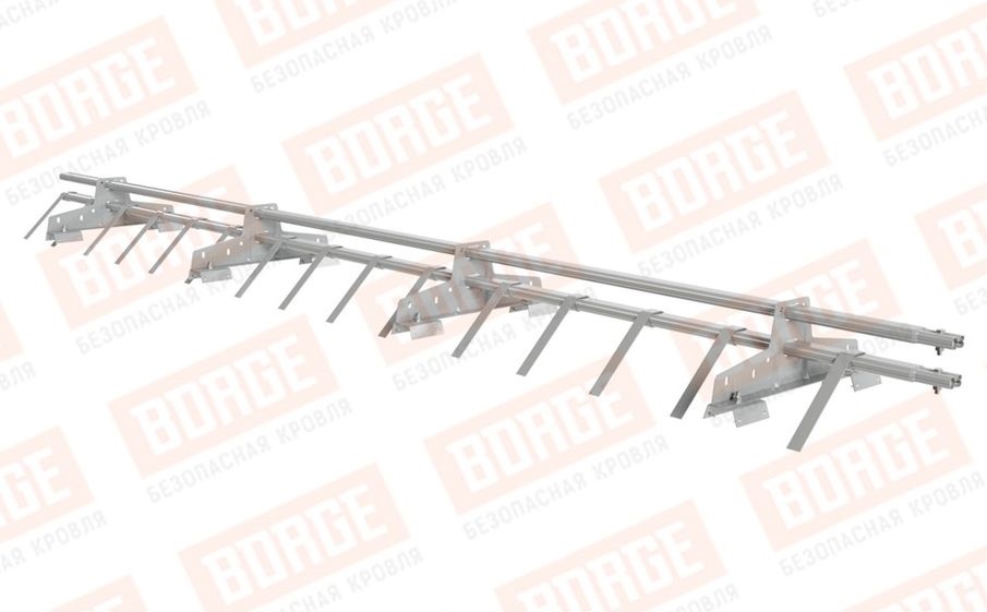 Снегозадержатель трубчатый Borge для профнастила H-60, H-75 оцинкованный RAL 9006, 3 м