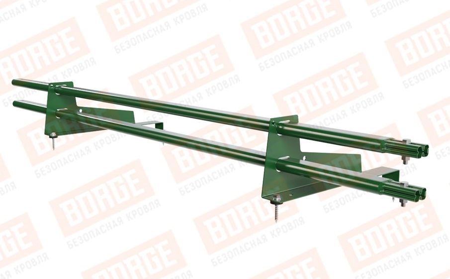 Снегозадержатель трубчатый Borge для металлочерепицы с высокой ступенькой 400 мм оцинкованный RAL 6002, 1,5 м