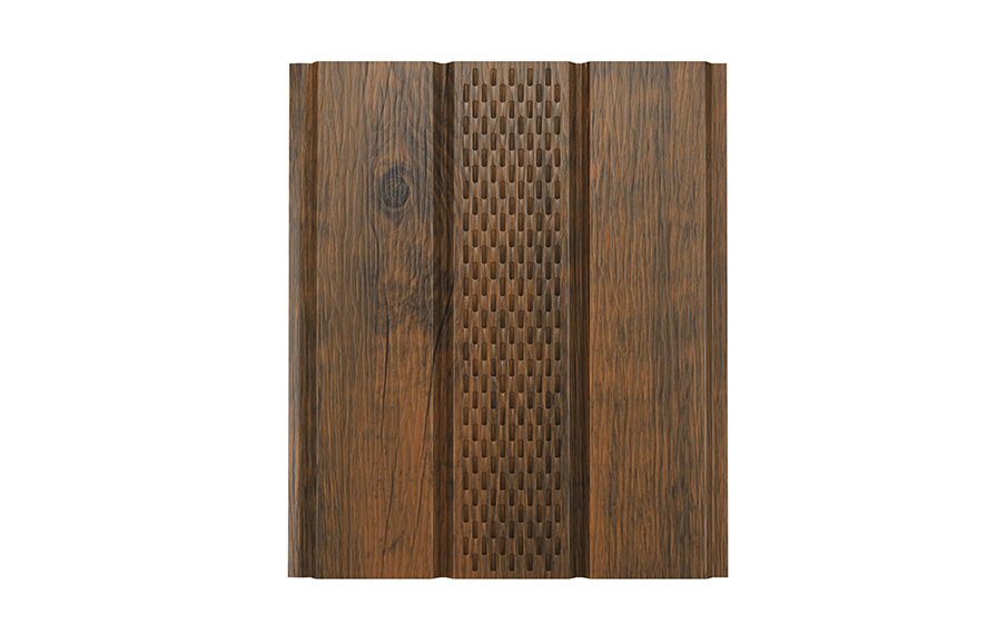 Софит Aquasystem с центральной перфорацией Американский орех фактурная, Printech, 2400*303 мм