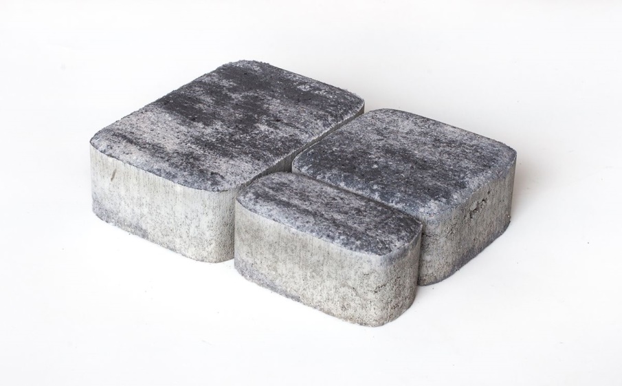 Плитка тротуарная Классико А.1.КО.4 листопад гладкий антрацит, комплект 2 шт, толщина 40 мм