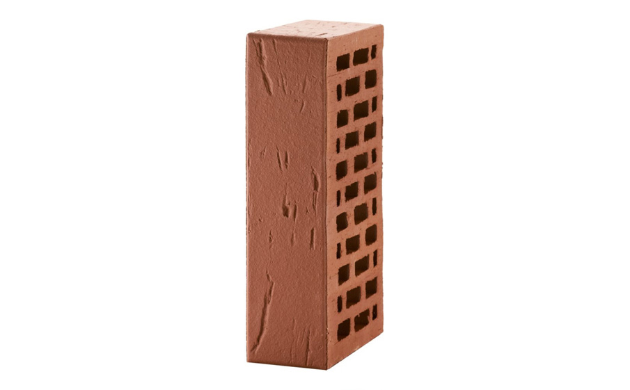 Кирпич облицовочный ЛСР, темно-красный, рустик, утолщенные стенки, 250*120*65 мм