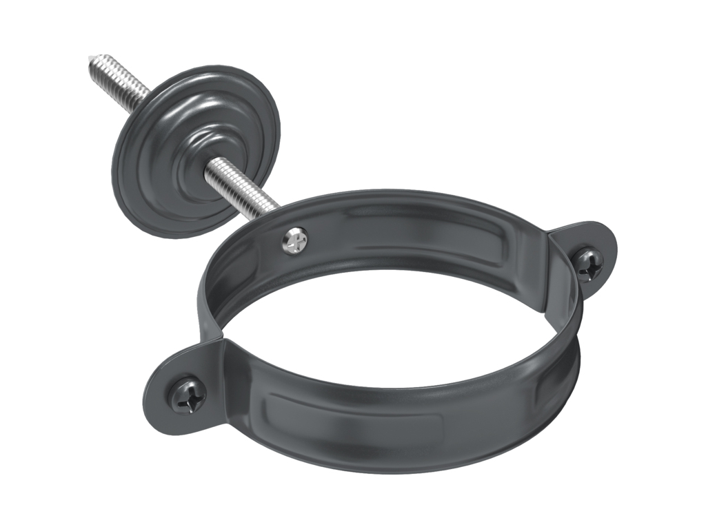 Хомут с комплектом крепления Aquasystem PE dRain RAL 7024 D 90 мм