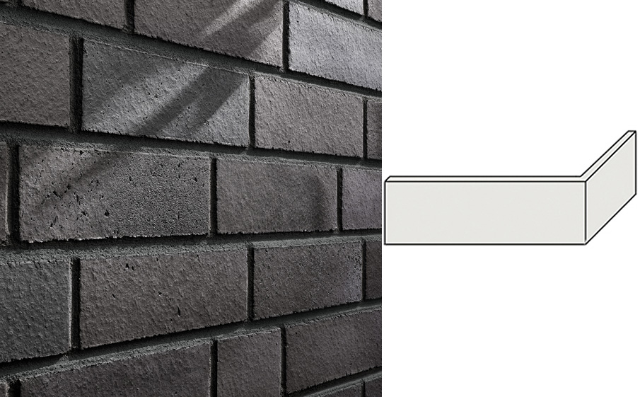 Клинкерная плитка угловая Stroeher Farbklang, 2185 anthracite flashed, 240*71*14 мм