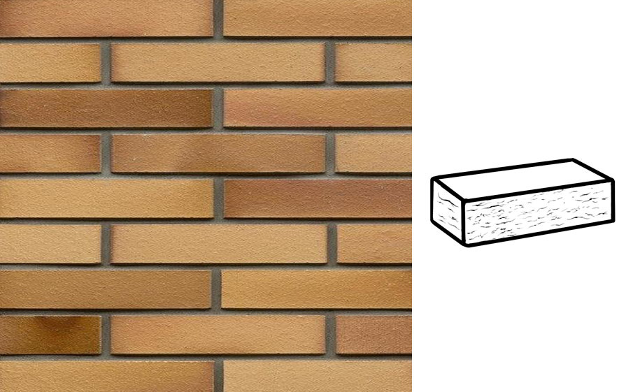 Кирпич клинкерный Muhr 06EG Hellbraun-bunt Edelglanz рустик, 290*90*52 мм