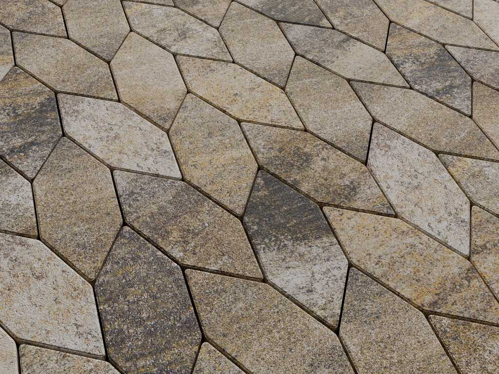 Плитка тротуарная Скошенный шестиугольник Б.1.ШГ.6 искусственный камень базальт, 100*100*100*60 мм 