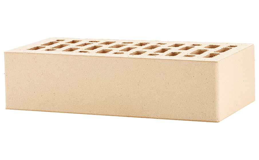 Кирпич облицовочный ЛСР слоновая кость гладкий, утолщенные стенки, 250*120*65 мм