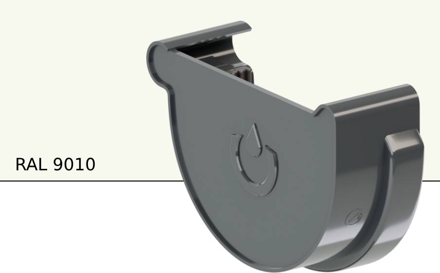 Заглушка желоба правая KROP PVC для системы D 130/90 мм, RAL 9010