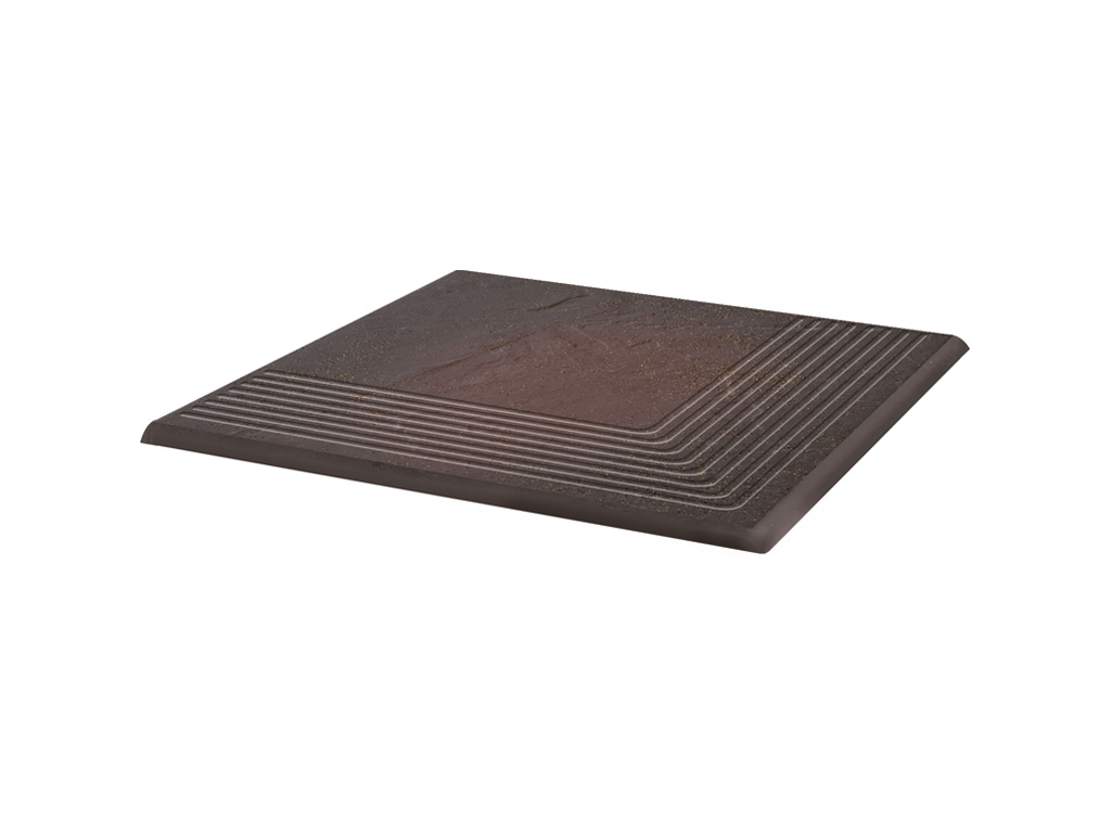 Клинкерная угловая ступень с насечками Paradyz Semir, Rosa, 300*300*11 мм