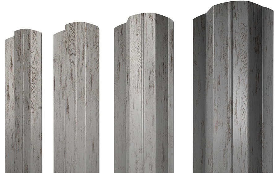 Штакетник М-образный B фигурный 0,45 Print Elite Snow Wood TwinColor